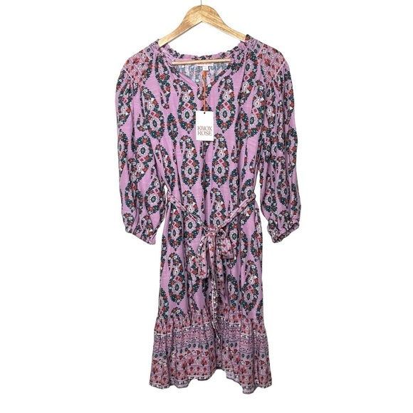 Knox Rose Pink Paisley Floral Boho Western Dress NWT Medium - Picture 4 of 11